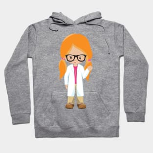 Science Girl, Scientist, Cute Girl, Orange Hair Hoodie